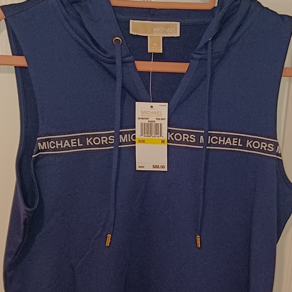 MICHAEL KORS MK LOGO TRUE NAVY SHORTS ROMPER W/ HO - Picture 6 of 16